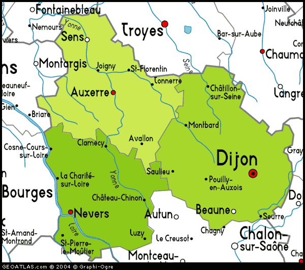 Map of Borgogne