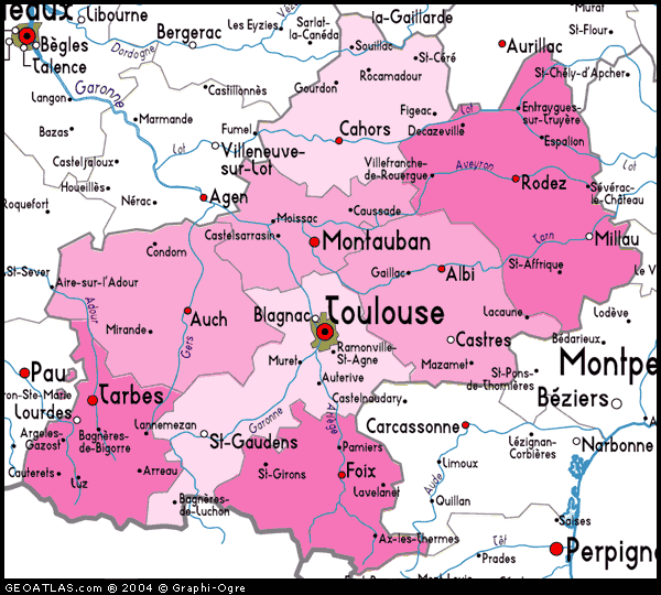 Map of Midi-Pyrenees