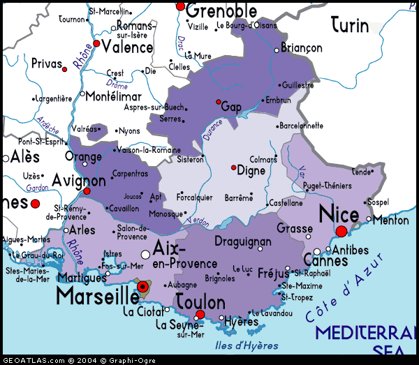 Map of Provence-Alpes-Cote D'Azur