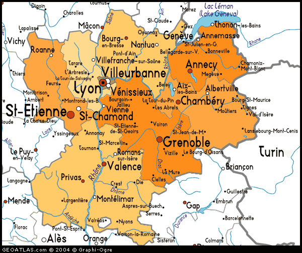 Map of Rhone-Alpes