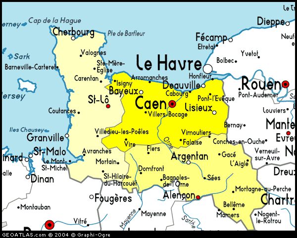 Map of Basse-Normandie, France, France Atlas