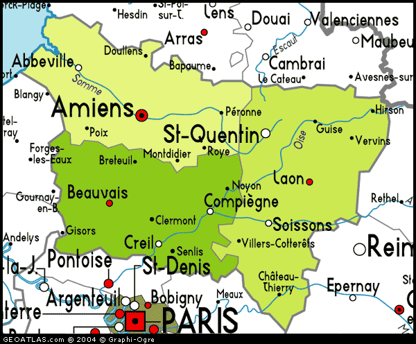 Map of Picardie, France, France Atlas
